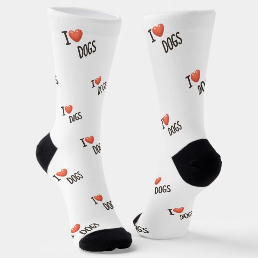 Cute Puppy I Love Dogs Pattern Crew Socks ソックス (傾斜あり)