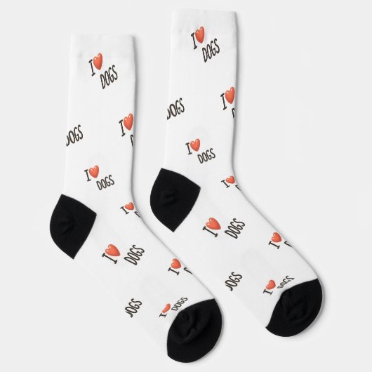 Cute Puppy I Love Dogs Pattern Crew Socks ソックス (右)