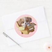 Cute Puppy in a Gift Box Sticker | Kawaii Sticker ラウンドシール (封筒)
