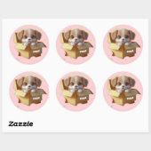 Cute Puppy in a Gift Box Sticker | Kawaii Sticker ラウンドシール (シート)