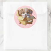 Cute Puppy in a Gift Box Sticker | Kawaii Sticker ラウンドシール (バッグ)