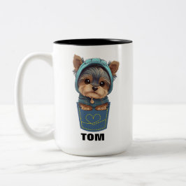Cute Puppy in a Pocket Two-Tone Coffee Mug ツートーンマグカップ