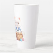 Cute Puppy in Basket Latte Mug カフェラテマグ (正面)