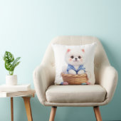 Cute Puppy in Basket Throw Pillow クッション (椅子)