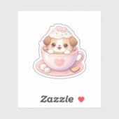 Cute Puppy in Coffee Cup Kawaii Sticker シール (シート)