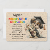 Cute Puppy Kindergarten Graduation Invitation 招待状 (正面)