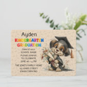 Cute Puppy Kindergarten Graduation Invitation 招待状 (スタンド正面)