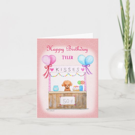 Cute Puppy Kisses Stall Dog Lover Custom Birthday  カード (正面)