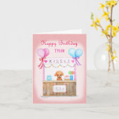 Cute Puppy Kisses Stall Dog Lover Custom Birthday  カード (黄色い花)