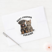 Cute Puppy & Kitten Sticker ラウンドシール (封筒)