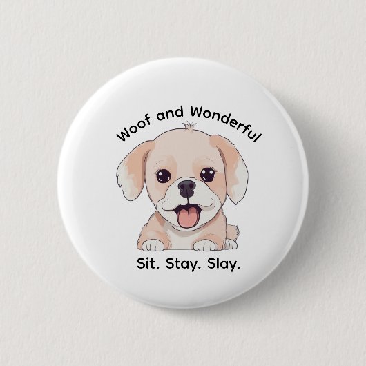 Cute Puppy Lovers Stylish Dog Mom Button 缶バッジ (正面)