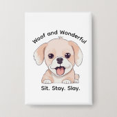 Cute Puppy Lovers Stylish Dog Mom Rectangle Button 缶バッジ (正面)