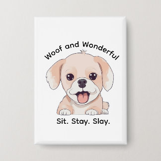 Cute Puppy Lovers Stylish Dog Mom Rectangle Button 缶バッジ