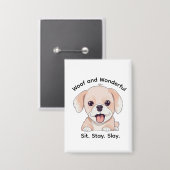 Cute Puppy Lovers Stylish Dog Mom Rectangle Button 缶バッジ (正面/裏面)