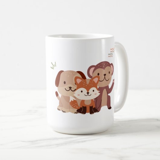 Cute Puppy Monkey Fox Mug コーヒーマグカップ (正面右)