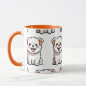 Cute Puppy Mug – Seamless Dog Pattern マグカップ (左)