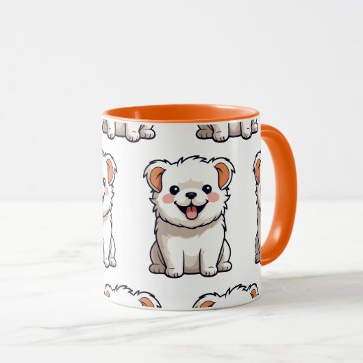 Cute Puppy Mug – Seamless Dog Pattern マグカップ (正面右)