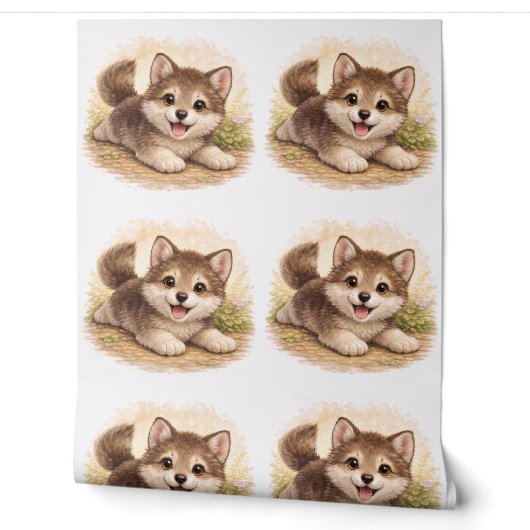 Cute Puppy Pattern Wallpaper Nursery Kids 壁紙 (ほどく)