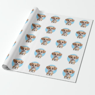 Cute Puppy Pattern Wrapping Paper for Gifts ラッピングペーパー