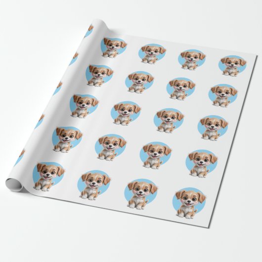 Cute Puppy Pattern Wrapping Paper for Gifts ラッピングペーパー (アンロールド)