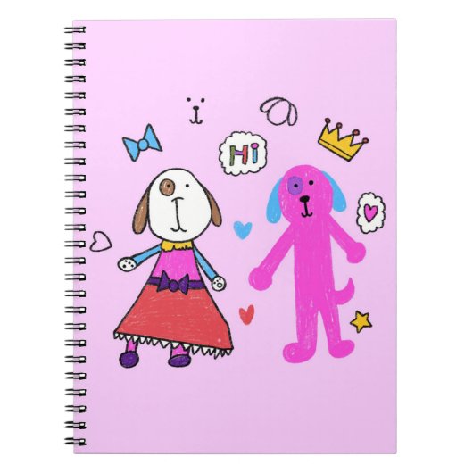 Cute Puppy Pink Spiral Photo Notebook ノートブック (正面)
