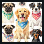 Cute Puppy Portraits Bandana Collage Watercolor ポスター<br><div class="desc">An irresistibly charming gallery of happy,  expressive dog faces! This delightful watercolor-style collage features adorable pugs,  golden retriever,  jack russell,  dachshund and more each wearing colorful patterned bandanas full of personality. Perfect for dog lovers who adore sweet,  heartwarming portraits of their favorite breeds in a joyful,  hand-painted look.</div>