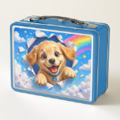 Cute Puppy Rainbow  Dog Breaking Through  メタルランチボックス (裏面)
