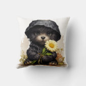 Cute Puppy Raincoat Pillow Kawaii Dog Nursery Deco クッション (裏面)