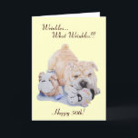 Cute puppy shar pei dog and teddy funny 50th カード<br><div class="desc">This cute little shar pei mixed breed puppy is named Honey and she's one of my favorite puppy portraits from my puppy and teddy collection, she was such a pleasure to paint, each cute wrinkle and crease took a lot of work but the end result was well worth the effort....</div>
