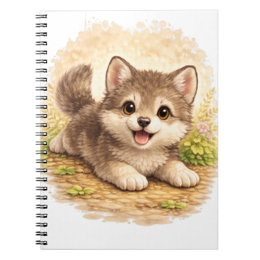 Cute Puppy Spiral Notebook Kawaii Dog ノートブック (正面)