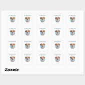 Cute Puppy Square Stickers with Custom Text スクエアシール (シート)