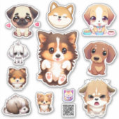 cute puppy stickers シール (正面)