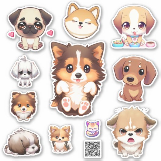 cute puppy stickers シール (正面)