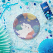 Cute Puppy with Balloons & Stars ペーパープレート (パーティー)