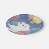 Cute Puppy with Balloons & Stars ペーパープレート (アングル)