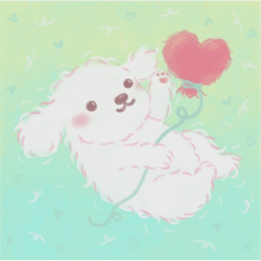 Cute Puppy with Heart Balloon シール (正面)