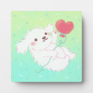 Cute Puppy with Heart Balloon フォトプラーク