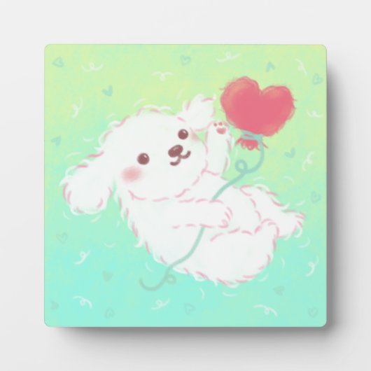 Cute Puppy with Heart Balloon フォトプラーク (正面)