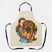 Cute Puppy with Heart Sunglasses  エプロン (正面)