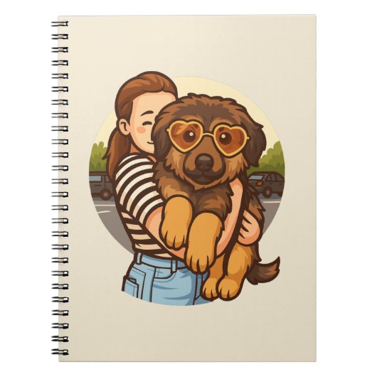 Cute Puppy with Heart Sunglasses ノートブック (正面)