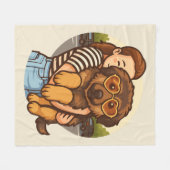 Cute Puppy with Heart Sunglasses フリースブランケット (正面(横))