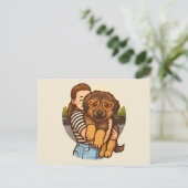 Cute Puppy with Heart Sunglasses  ポストカード (スタンド正面)