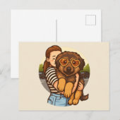 Cute Puppy with Heart Sunglasses  ポストカード (正面/裏面)