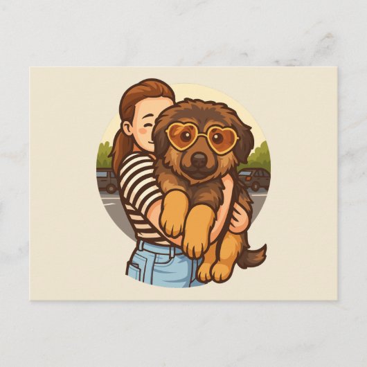 Cute Puppy with Heart Sunglasses  ポストカード (正面)
