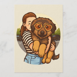 Cute Puppy with Heart Sunglasses  招待状