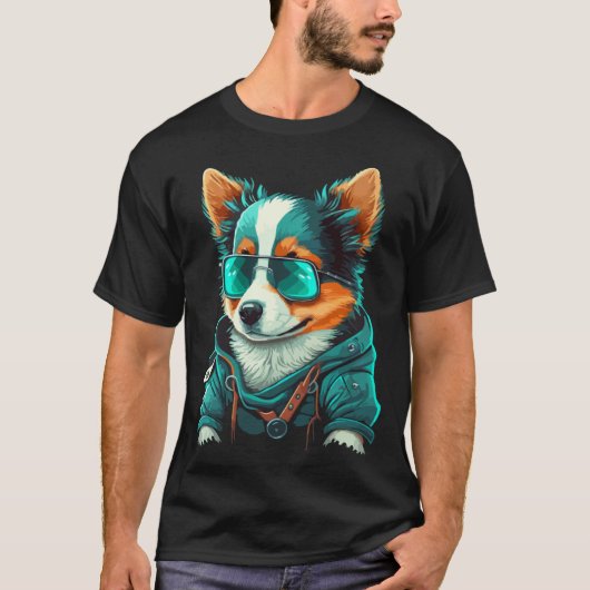 Cute Puppy With Sunglasses  1 Tシャツ (正面)