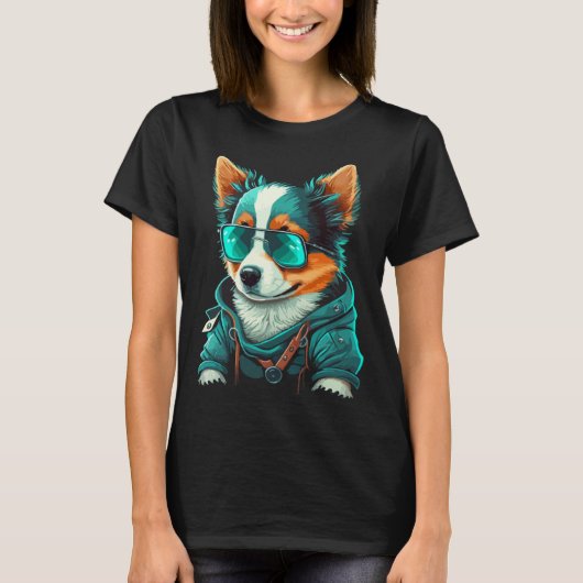 Cute Puppy With Sunglasses 1 Tシャツ (正面)