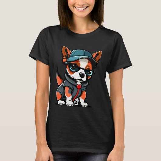 Cute Puppy With Sunglasses  2 Tシャツ (正面)