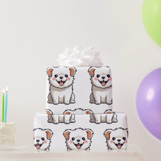 Cute Puppy Wrapping Paper – Seamless Dog Pattern ラッピングペーパー (パーティーギフト)