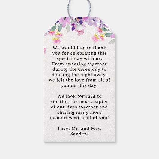 Cute Purple and Pink Spring Flowers ギフトタグ (裏面)